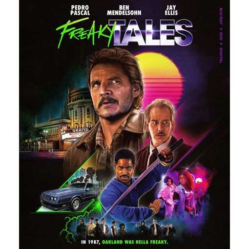 Freaky Tales Blu-Ray and DVD slipcover featuring 1987 Oakland crime drama with Pedro Pascal and Ben Mendelsohn.