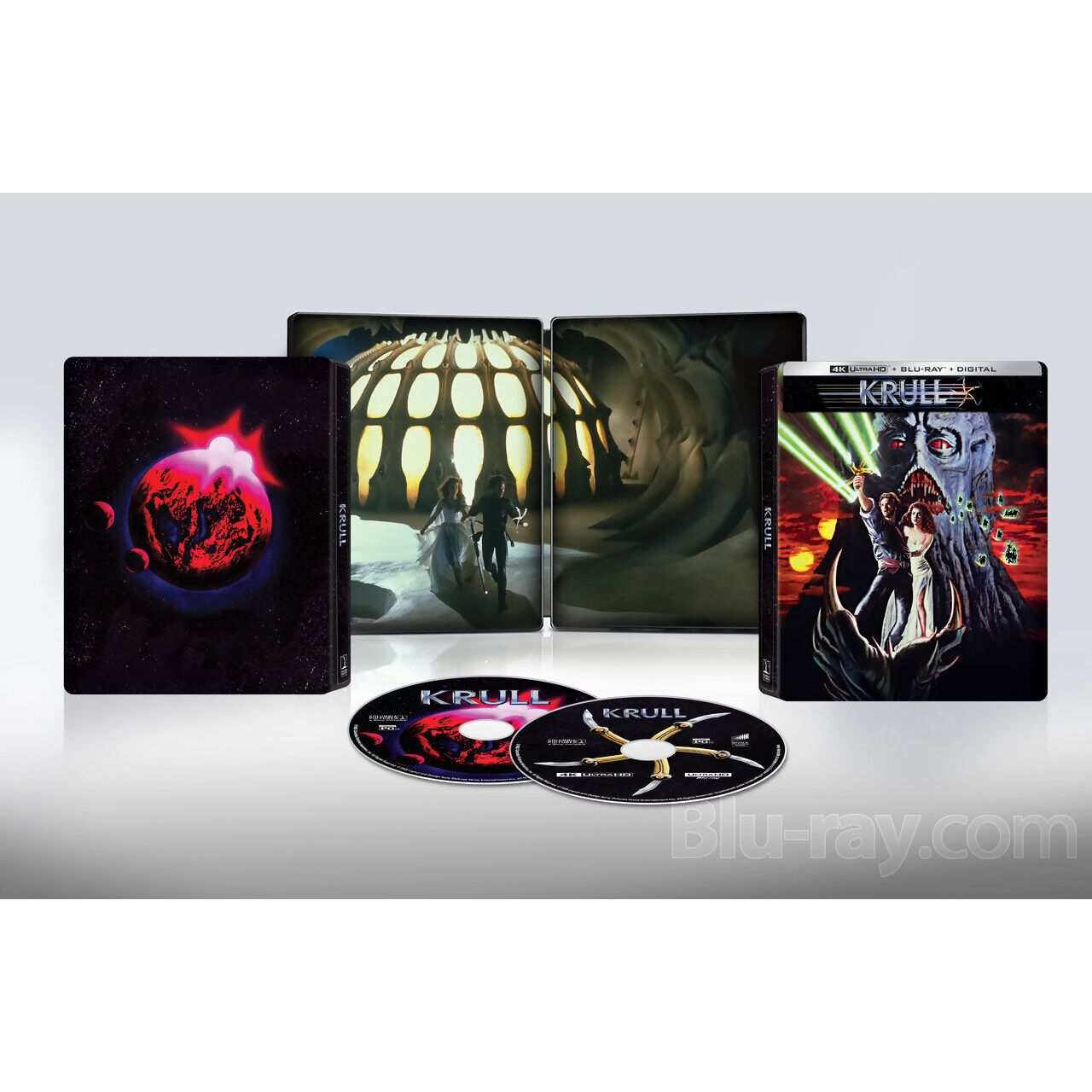 Krull 4K UHD and Blu-Ray steelbook set with discs and fantasy-adventure artwork
