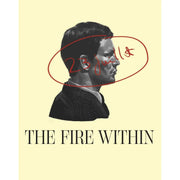 The Fire Within Blu-Ray cover featuring a man's side profile with handwritten red circle and text on beige background