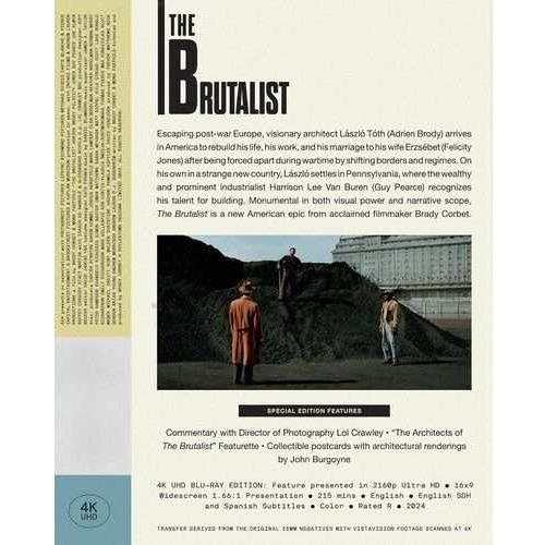 The Brutalist 4K UHD cover featuring actors in a dramatic scene.