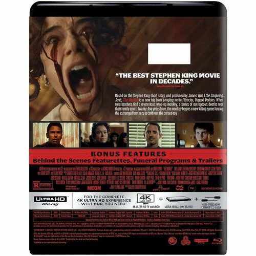 The Monkey 4K UHD Blu-Ray Standard Edition with Slipcover featuring horror scenes and cast images.