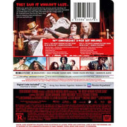 Rocky Horror Picture Show 50th Anniversary Edition Steelbook 4K UHD and Blu-Ray with restored film, bonus features, and immersive Dolby Atmos audio.