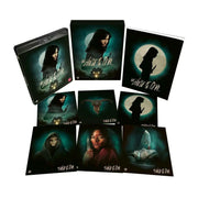 The House Of The Devil limited edition Blu-Ray set with rigid slipcase, 70-page book, and six collector art cards displaying horror-themed artwork