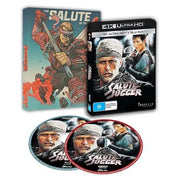 The Salute of The Jugger 1989 4K UHD and Blu-ray limited edition with numbered slipcover and discs showing main characters and futuristic sport imagery
