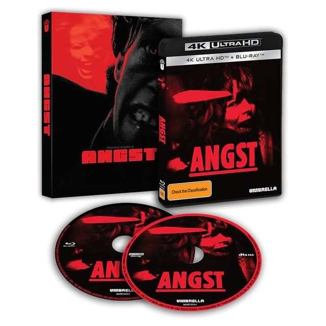 Angst 1983 4K UHD and Blu-Ray limited edition slipcover set with horror movie artwork and discs