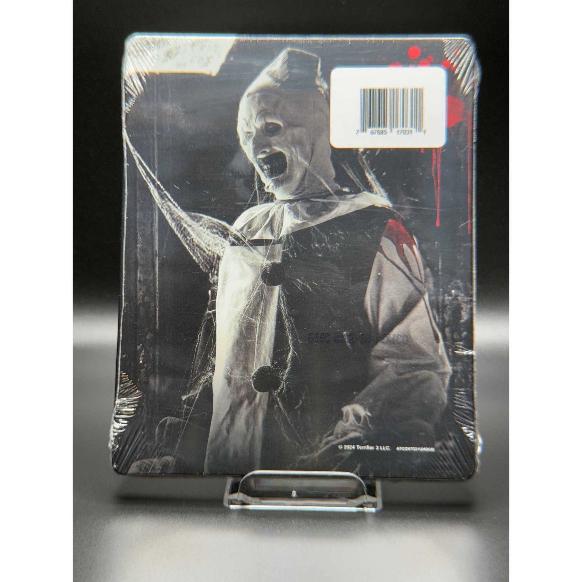 Terrifier 3 Collector's Edition Steelbook featuring Art the Clown, 4K UHD + Blu-Ray.