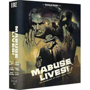 Limited Edition Blu-Ray set cover for "Mabuse Lives - Dr Mabuse At CCC 1960 to 1964," featuring artwork of the villain Dr Mabuse.
