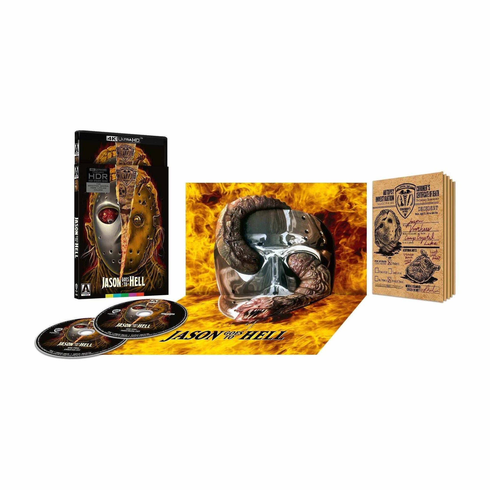 Jason Goes To Hell Limited Edition 2-disc 4K UHD set with slipcover, poster, and booklet.