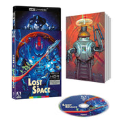 Lost In Space 4K UHD Blu-ray with slipcover and illustrated booklet featuring classic sci-fi artwork and collectible content