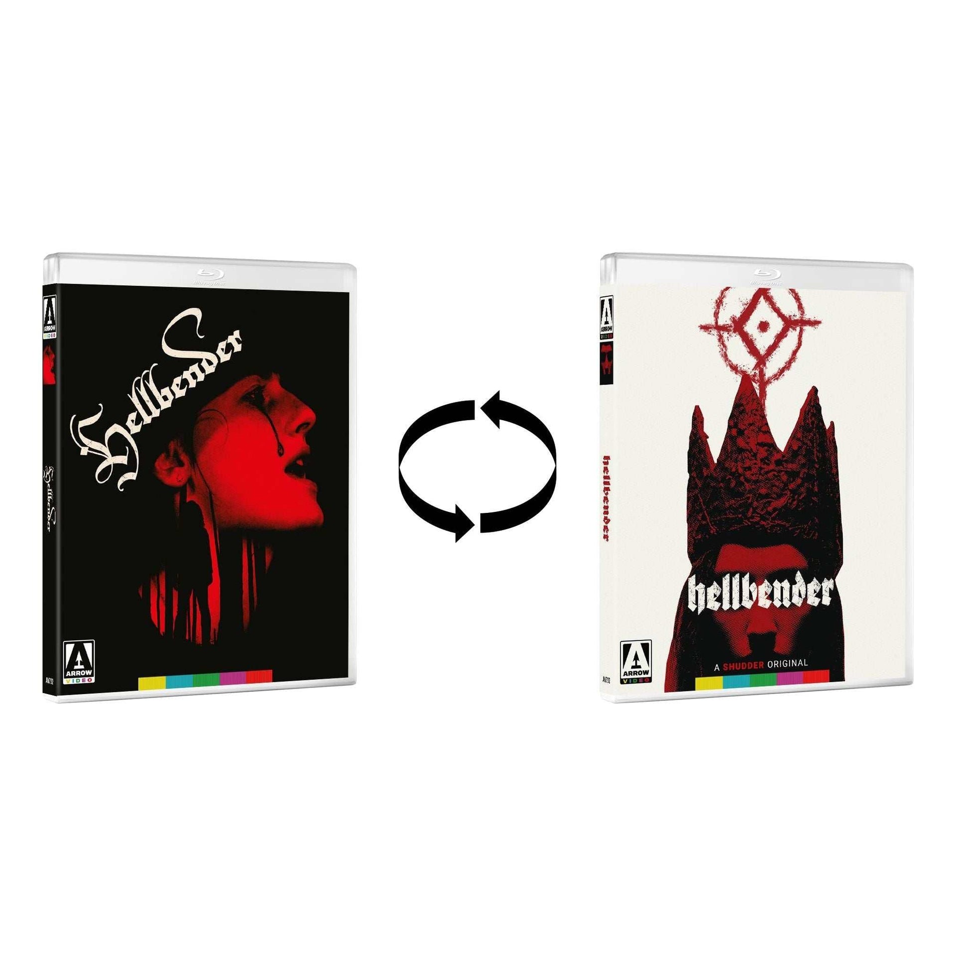 Hellbender Limited Edition Blu-Ray with reversible slipcover featuring dark red and black folk horror artwork and collector's booklet.