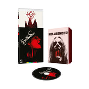 Hellbender Limited Edition Blu-Ray with slipcover and illustrated booklet featuring horror-themed cover art and disc design