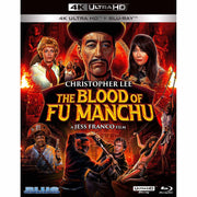 Cover art of The Blood of Fu Manchu 4K Ultra HD Blu-Ray featuring Christopher Lee as Fu Manchu with embossed slipcover design