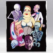 VHSHitfest - Death Laughs Among Us Blu-Ray cover art featuring animated characters and skeletons.