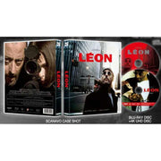 Leon 4K UHD and Blu-Ray full slip edition case with discs featuring urban city and main characters from the action crime drama film Leon directed by Luc Besson.