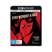 Eyes Without A Face 1960 4K Ultra HD and Blu-ray collector’s edition with red stylized cover art and rigid slipcase from Umbrella Entertainment