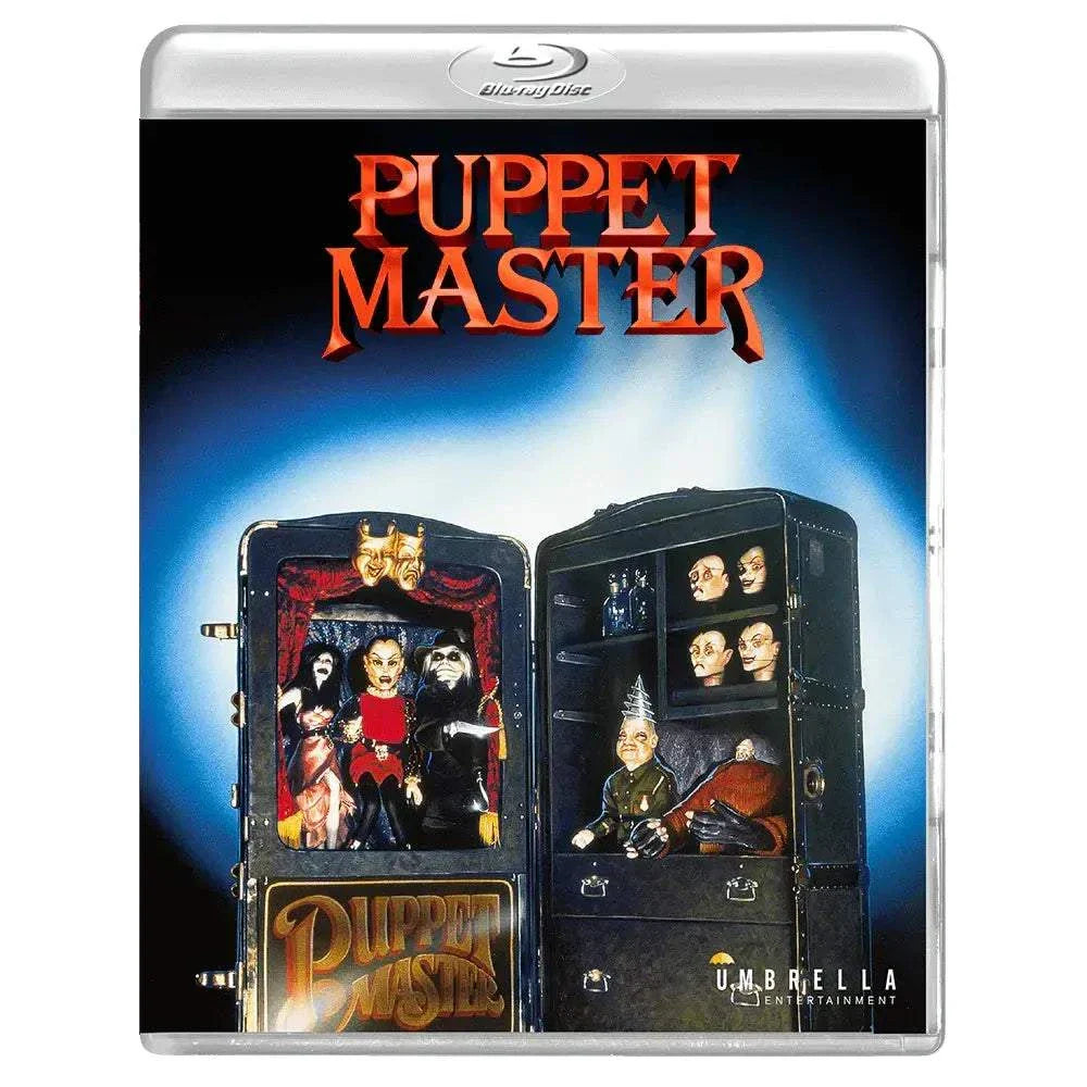Full Moon Fright Box Vol. 2 Blu-Ray featuring Puppet Master horror film with killer puppets in a dark, eerie display