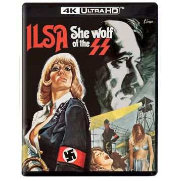 Ilsa She Wolf of the SS 4K UHD Blu-ray cover with Nazi-themed artwork and characters