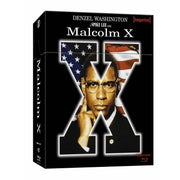 Malcolm X 1992 4K UHD and Blu-ray limited edition 3-disc hardbox with Denzel Washington and American flag background