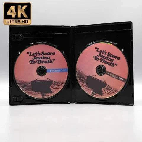 4K UHD and Blu-Ray discs of "Let's Scare Jessica to Death" with slipcase from Vinegar Syndrome.