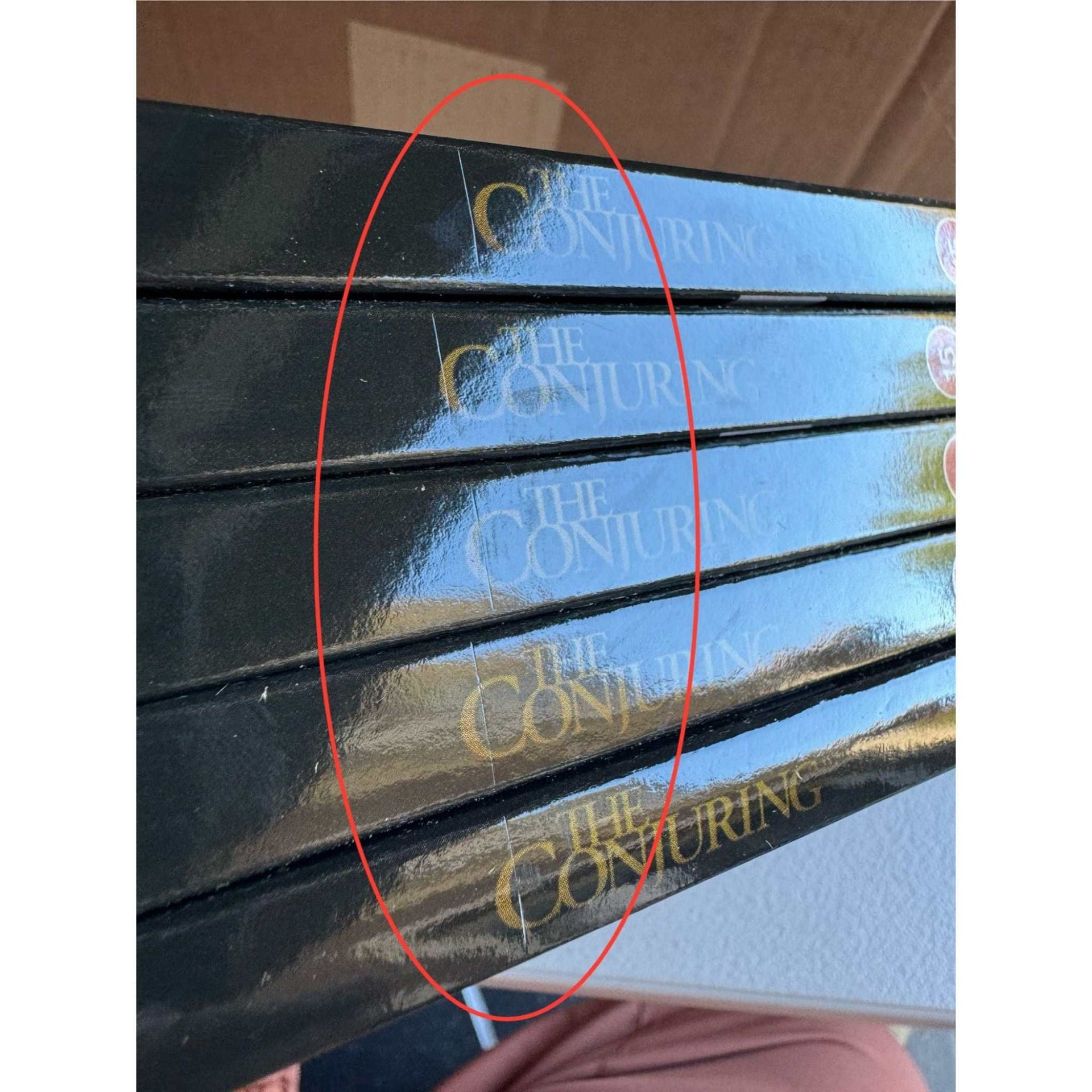 Stack of The Conjuring 4K Ultra HD UK Standard Edition Blu-Ray movies with slipcovers in black cases