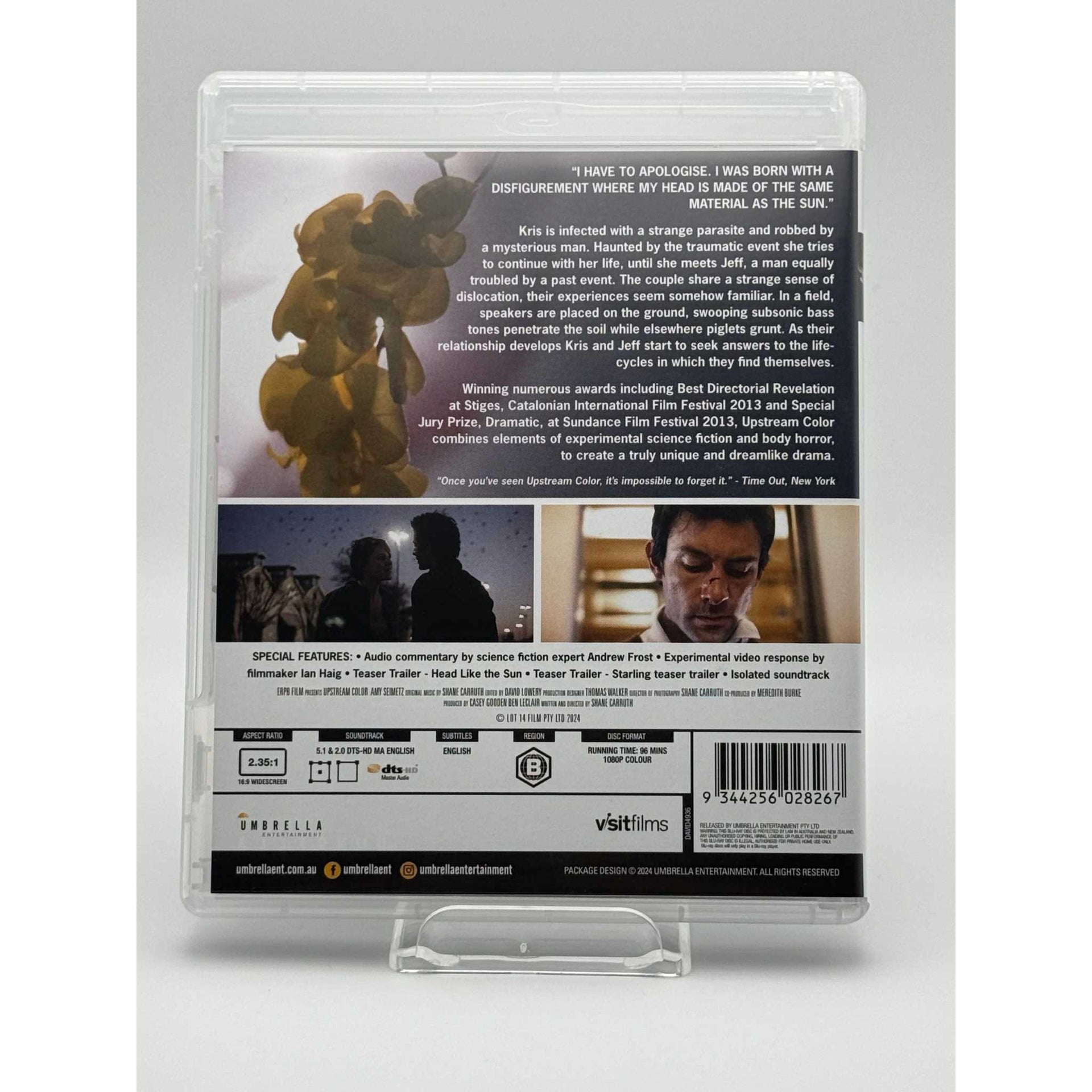 Upstream Color Blu-Ray Umbrella Entertainment with Slipcover inside case back cover