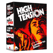 High Tension Four Films by Lamberto Bava Blu-ray box set with horror anthology cover featuring intense red and black design and distressed face image