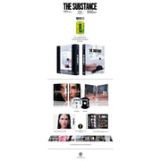 The Substance Steelbook Lenticular Fullslip Limited Edition 2-disc set with 4K UHD and Blu-Ray, including a photo book, art cards, and collectible packaging.