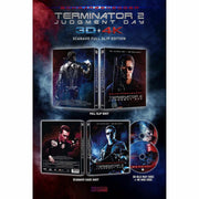 Terminator 2 Judgment Day 4K UHD and 3D Blu-Ray full slip edition with Arnold Schwarzenegger cover and discs displayed