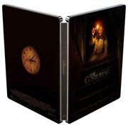The Conjuring UK Limited Collectors Edition Steelbook 4K Ultra HD and Blu-Ray with rigid slipcase and extras showing a woman holding a candle in a dark scene