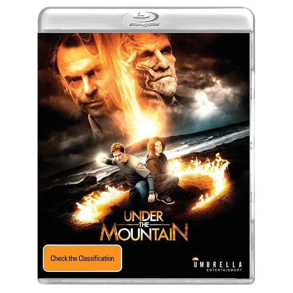 Kiwi Kult Volume 1 Blu-Ray box set featuring Under the Mountain supernatural thriller with fiery spiral and characters.