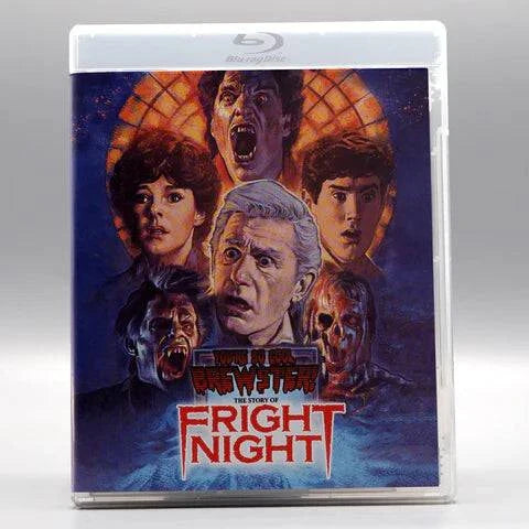 Fright Night Blu-Ray with slipcover featuring cult classic horror movie documentary artwork.