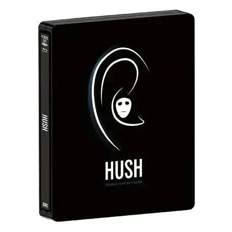 Hush 4K UHD limited edition steelbook with black cover and minimalist ear and mask design