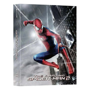 The Amazing Spider-Man 2 steelbook 4K UHD and Blu-Ray cover with Spider-Man in action against a city backdrop