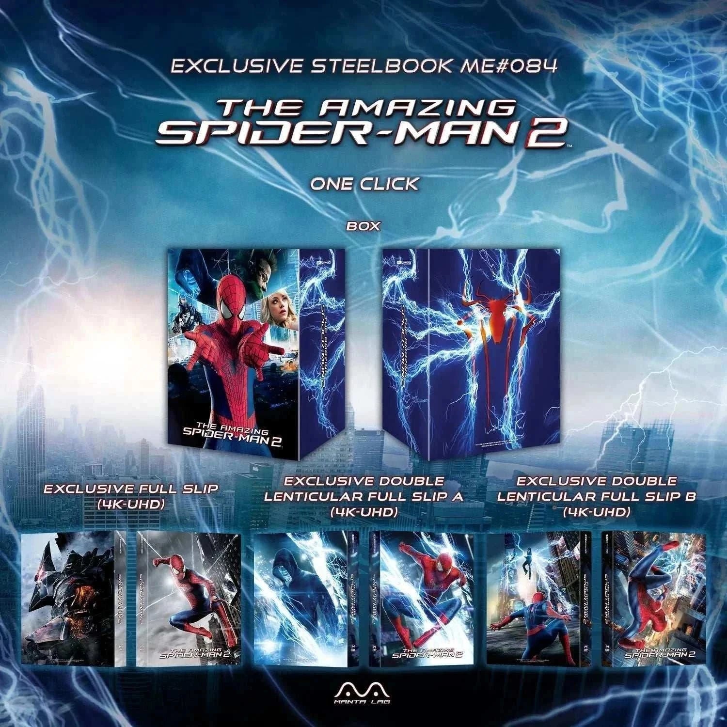 The Amazing Spider-Man 2 exclusive steelbook 4K UHD and Blu-Ray box set with lenticular covers and Spider-Man artwork