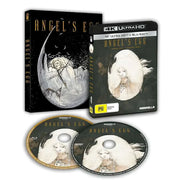 Angel's Egg 1985 4K UHD and Blu-Ray with limited edition slipcover by Umbrella Entertainment showing anime artwork of a girl holding a large egg on discs and cover