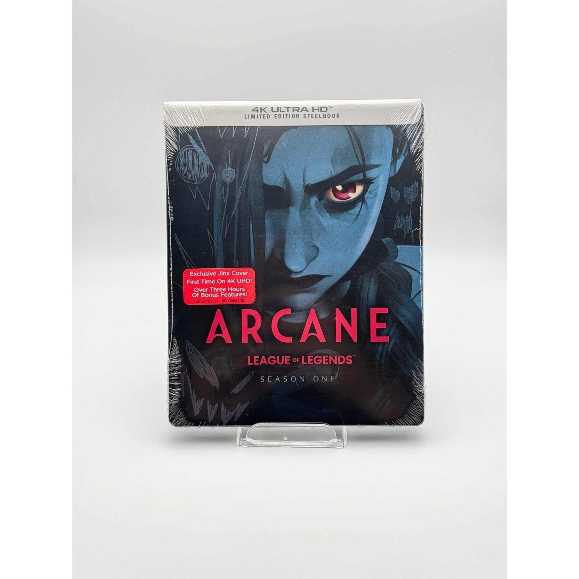 Arcane League of Legends Season One 4K UHD Steelbook featuring Jinx-themed design.