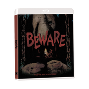 Shoestring Slashers Volume 1 Blu-Ray box set featuring the horror film Beware with chained hands on cover and dark, eerie design