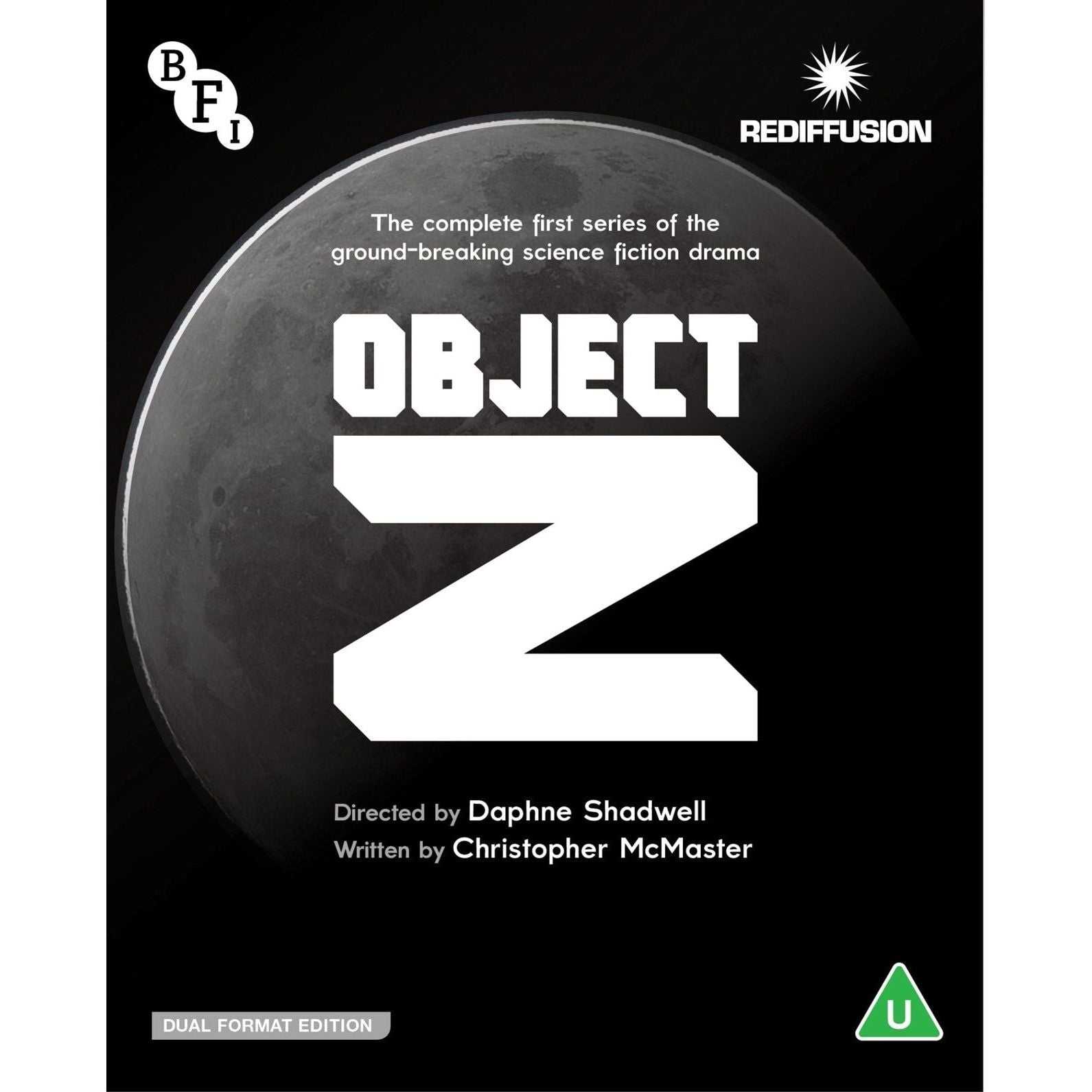 Object Z Blu-Ray cover with moon background, BFI and Rediffusion logos, sci-fi drama title and dual format edition label
