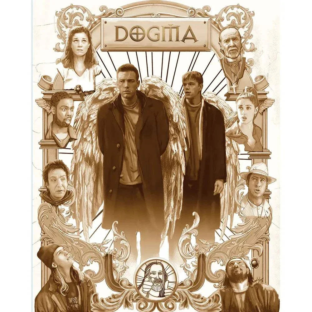 PRE-ORDER: DOGMA (1999) 4K UHD and Blu-Ray with limited edition slipcover featuring cast and ornate design