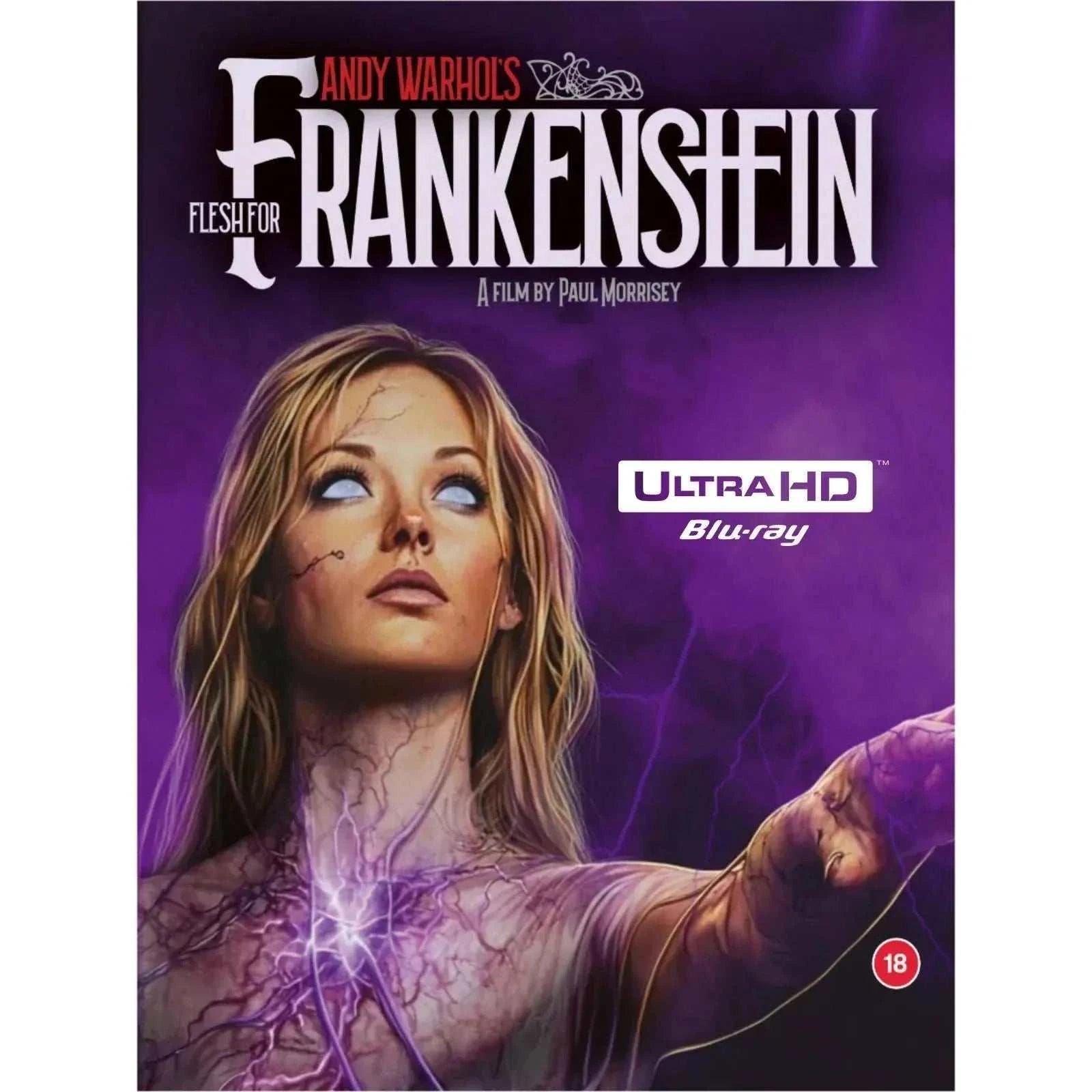 Limited Edition 4K UHD of "Flesh For Frankenstein" with numbered slipcover and extras.