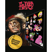 Freaked (1993) 4K UHD collector's edition featuring monstrous character with distorted face and Freaked sticker sheet artwork