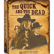 The Quick and the Dead 30th Anniversary 4K UHD and Blu-ray Steelbook cover with main cast in western attire