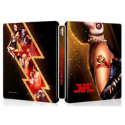 The Rocky Horror Picture Show 50th Anniversary Edition Steelbook 4K UHD and Blu-Ray cover art with iconic characters and lightning bolt design