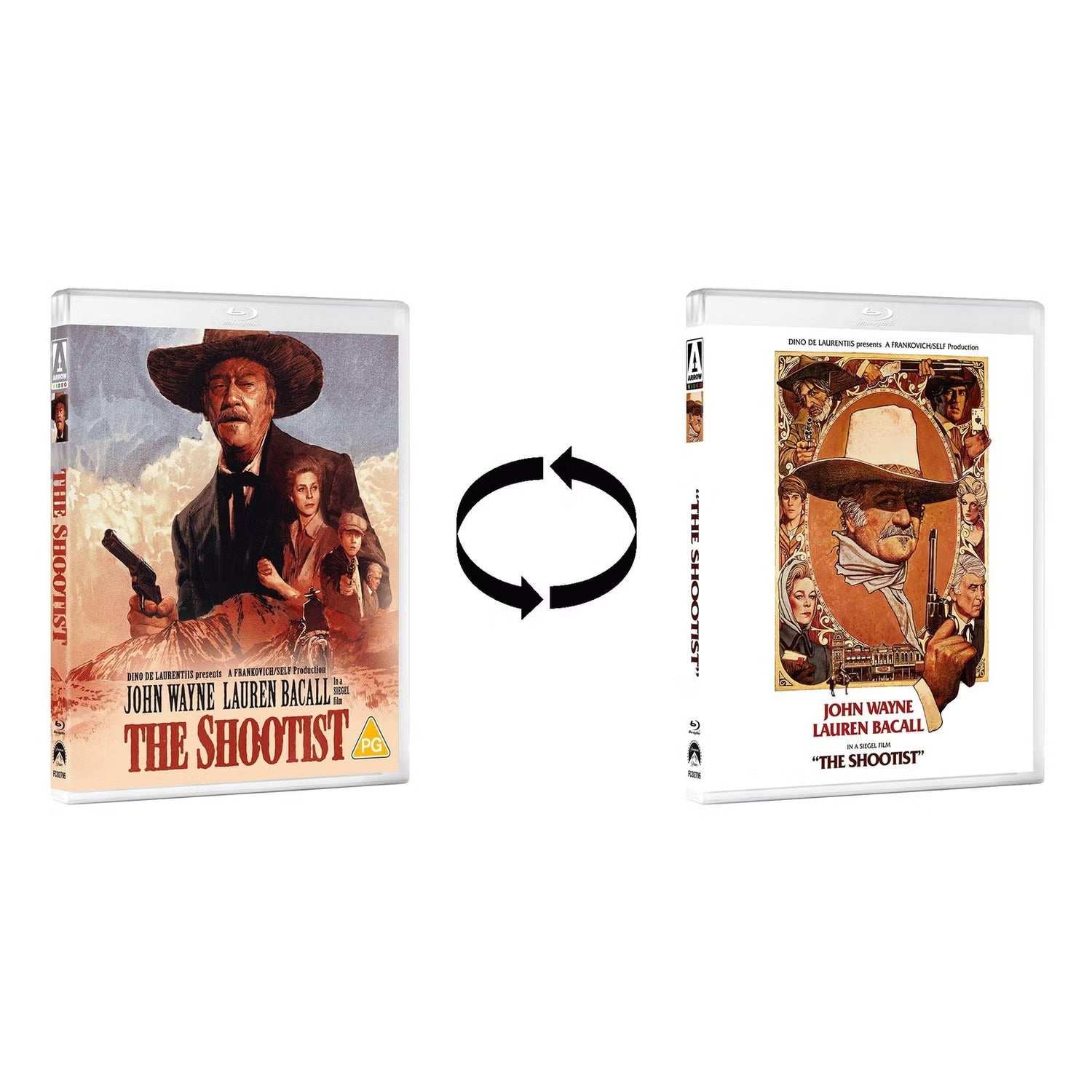 The Shootist Limited Edition Blu-ray with reversible slipcover and booklet featuring John Wayne and Lauren Bacall artwork