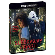 Sleepaway Camp II Collector's Edition 4K UHD movie case with camp counselor and mask on backpack cover design