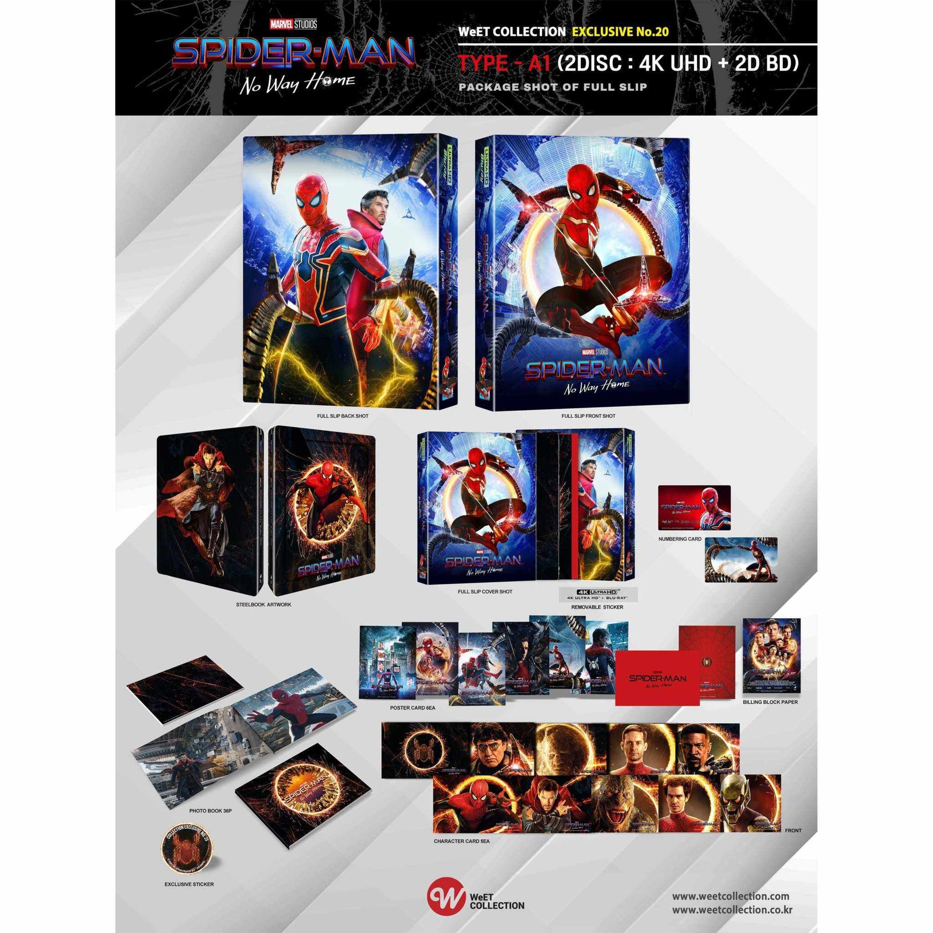 Spider-Man No Way Home A1 Full Slip 4K UHD and Blu-Ray Steelbook limited edition collectible set with exclusive artwork and bonus content
