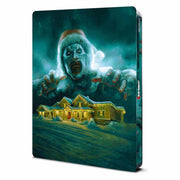 Terrifier 3 Limited Edition UK Steelbook 4K Ultra HD featuring Art the Clown with a snowy house background