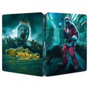Terrifier 3 Limited Edition UK Steelbook 4K Ultra HD featuring Art the Clown in a horror scene with snowy house and creepy subway setting