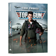 Top Gun 4K UHD and Blu-Ray Steelbook featuring Tom Cruise as Maverick in pilot gear with fighter jets in background