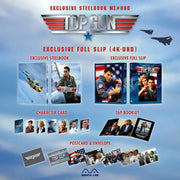 Top Gun 4K UHD and Blu-Ray exclusive steelbook edition with full slip, character cards, 36-page booklet, postcards, and envelope by Manta Lab